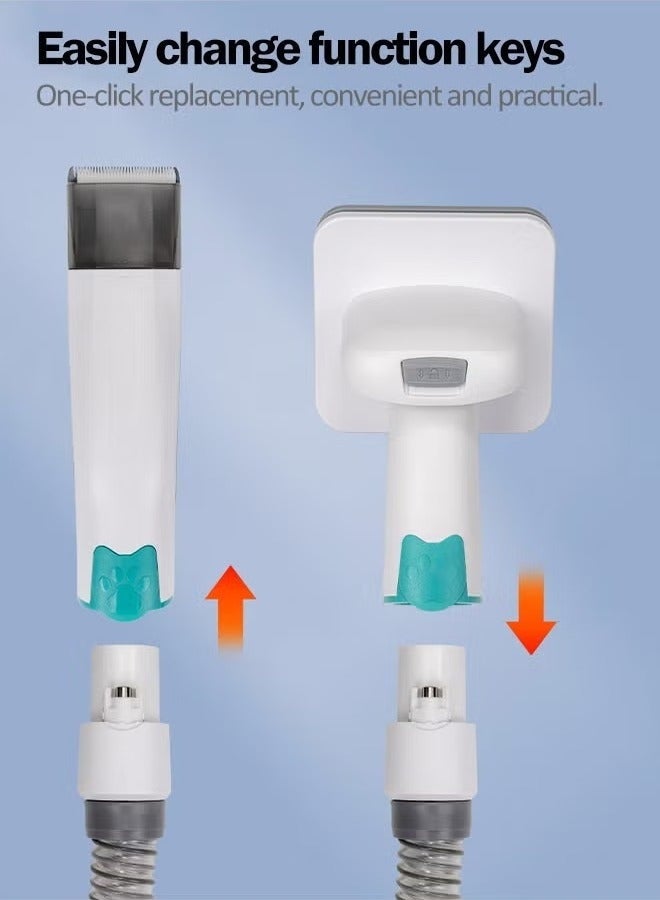 والالا 7 في 1 مجموعة مكنسة كهربائية لتجهيز الكلاب مع فرشاة تنظيف، أداة إزالة الشعر المتساقط، فرشاة تنظيف، ماكينة حلاقة مع ستة رؤوس حلاقة بمواصفات مختلفة، فوهة شفط تزيل 99% من شعر الحيوانات الأليفة، مكنسة تجهيز الحيوانات الأليفة للكلاب والقطط والحيوانات - Image 4