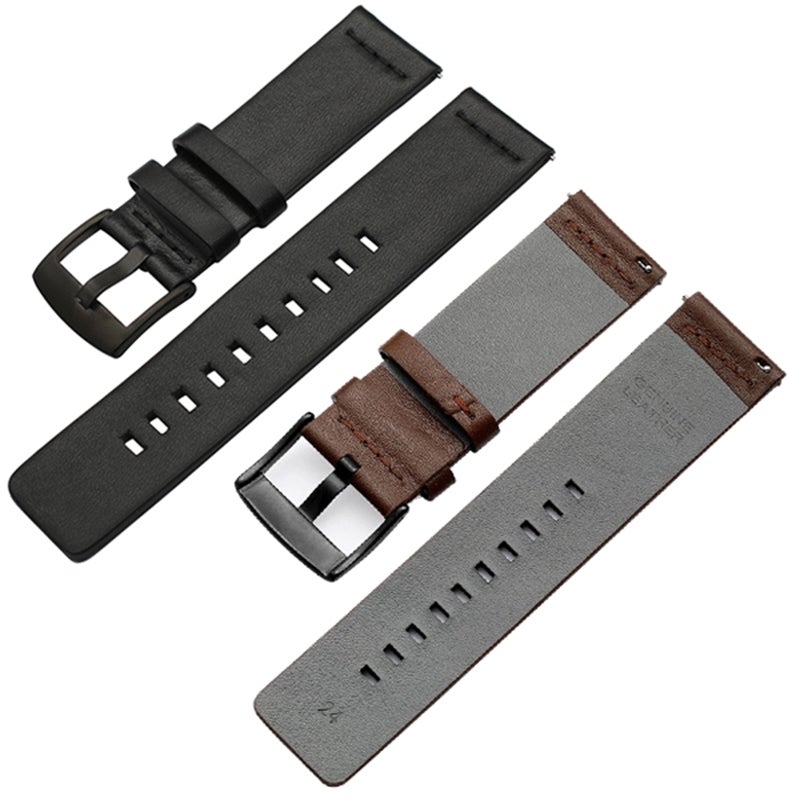 erorex For Suunto 9 / Suunto 7 Steel Buckle 24Mm Genuine Leather Watch Band(Black) - Image 4