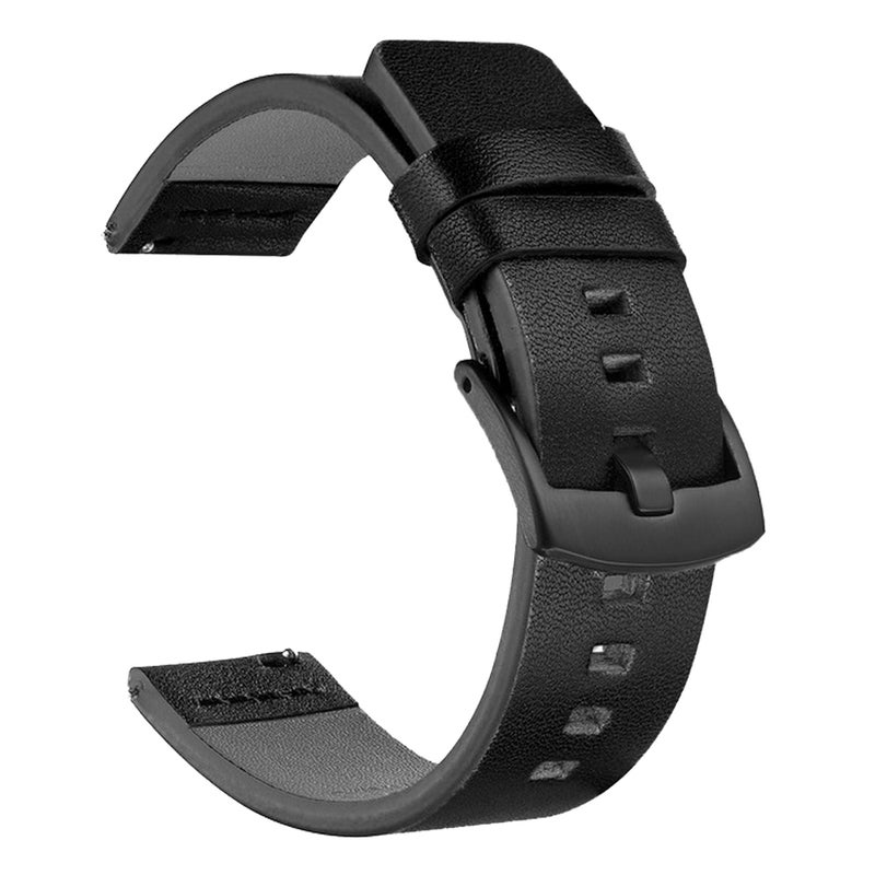 erorex For Suunto 9 / Suunto 7 Steel Buckle 24Mm Genuine Leather Watch Band(Black) - Image 1