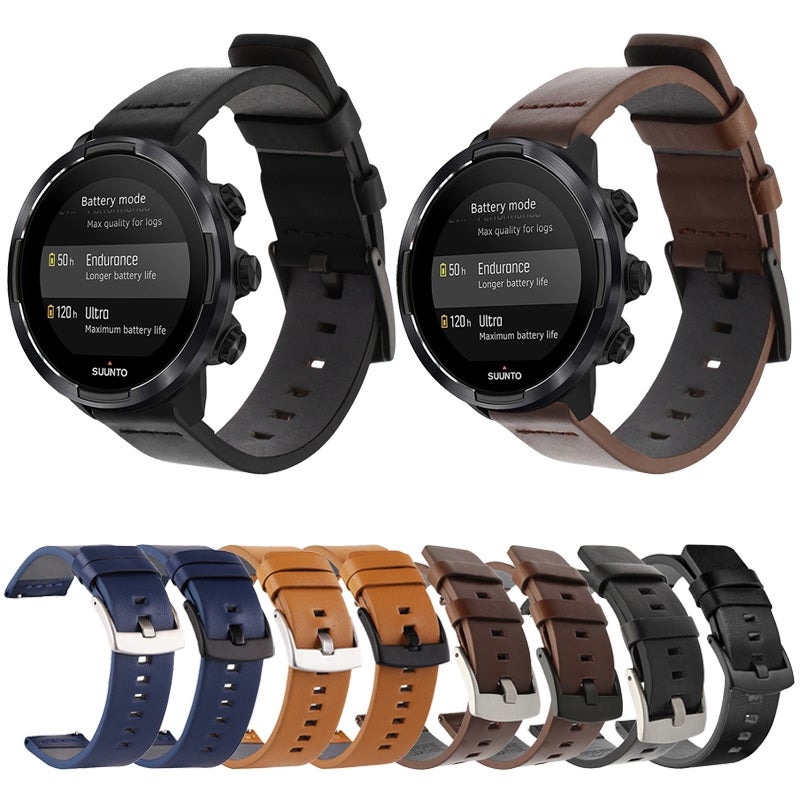 erorex For Suunto 9 / Suunto 7 Steel Buckle 24Mm Genuine Leather Watch Band(Black) - Image 2