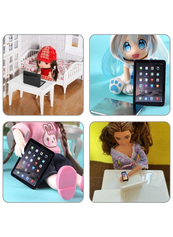 COBEE 3Pcs Miniature Dollhouse Décor 1:12 Metal Simulation Laptop Tablet Smart Phone Mini Dollhouse Miniatures Furniture Accessories Doll House Miniatures Play Set (Black 3Pcs) - Image 2