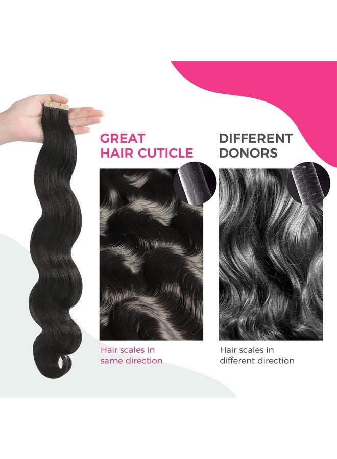 وصلات شعر شريطية وصلات شعر من شعر بشري حقيقي مموج وصلات شعر شريطية سوداء طبيعية 18 بوصة 50 جرام/عبوة وصلات شعر بشري للنساء ذوات البشرة السوداء