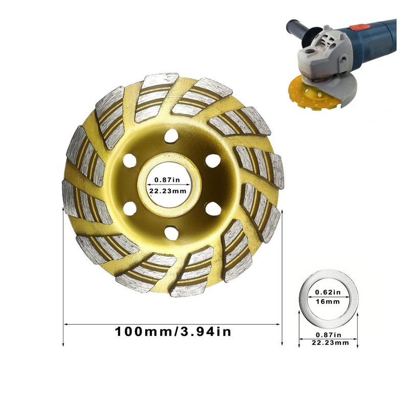 Black 100mm 12 Segment Diamond Grinding Cup Wheel for Concrete Stone Ceramic - Image 3