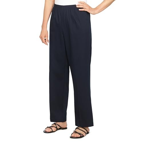 Alfred Dunner Womens Soft Twill Mid-Rise Regular Fit Straight Leg Regular Length Casual Pant Navy Size 16 - Image 3