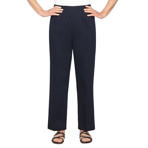 Alfred Dunner Womens Soft Twill Mid-Rise Regular Fit Straight Leg Regular Length Casual Pant Navy Size 16 - Image 1