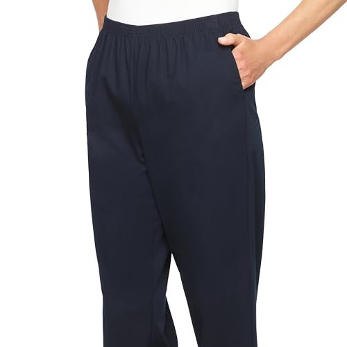 Alfred Dunner Womens Soft Twill Mid-Rise Regular Fit Straight Leg Regular Length Casual Pant Navy Size 16 - Image 5