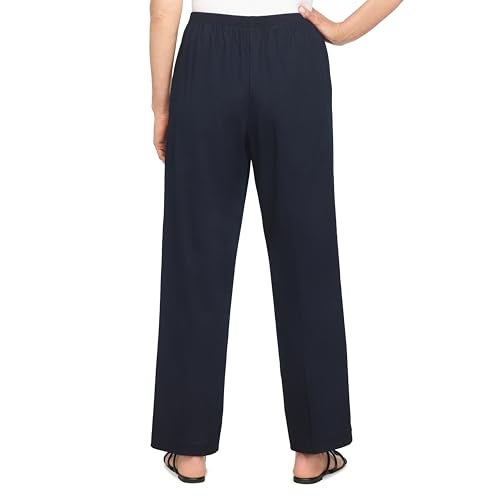 Alfred Dunner Womens Soft Twill Mid-Rise Regular Fit Straight Leg Regular Length Casual Pant Navy Size 16 - Image 2