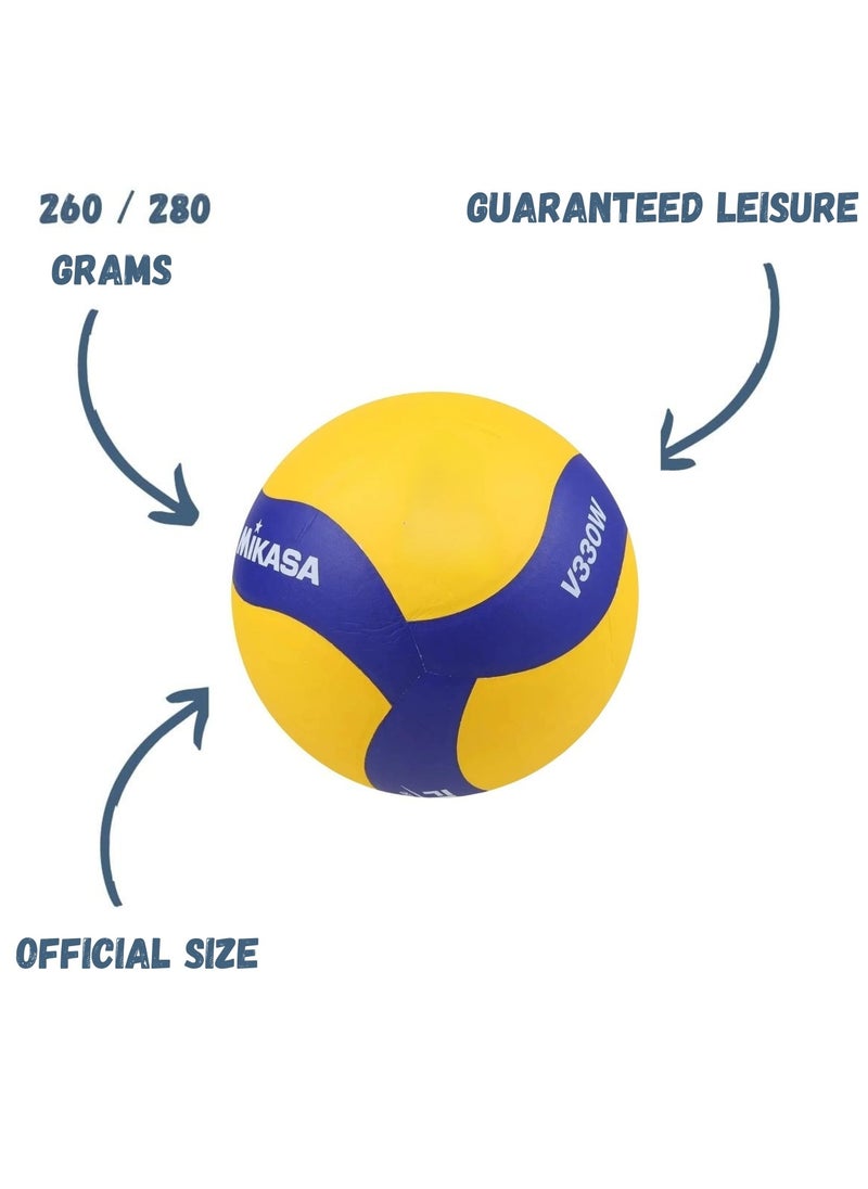 ميكاسا كرة طائرة بالحجم الرسمي 5 | معتمدة من FIVB | نواة ملفوفة بالنايلون | تصميم ديناميكي بـ 18 لوحة | غطاء مركب متين | كرة تدريب احترافية للداخل والخارج | أزرق وأصفر  - Image 4