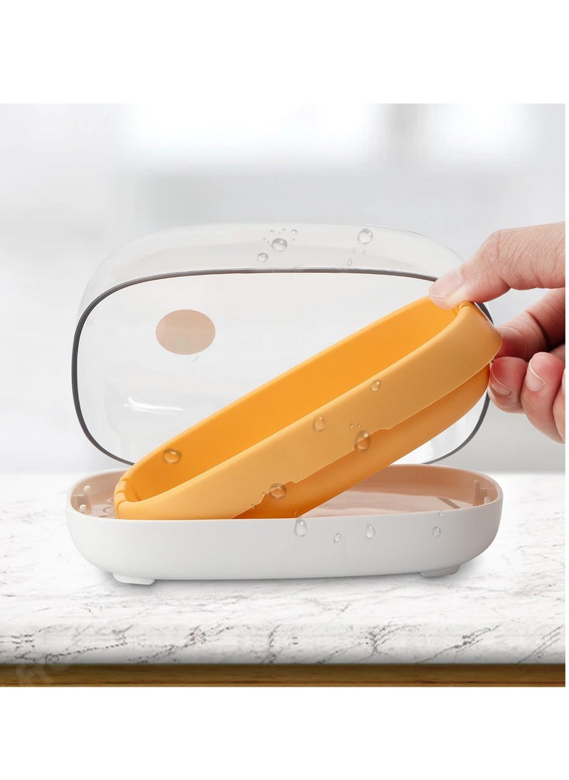 Excefore - Travel Soap Container, 2 Pack Bar Soap Holder Soap Travel Case, Soap Saver Container with Lid, Portable Bar Soap Box with Cover, for Traveling, Camping, Gym, Hiking (Green,Orange) - Image 1