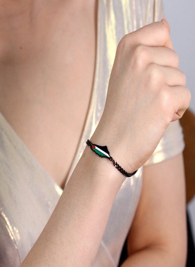 Tobestu Black Plated Stainless Steel Cuban Chain Bracelet with Palestine Map Flag Charm - Freedom & Solidarity Jewelry YA5031 - Image 2