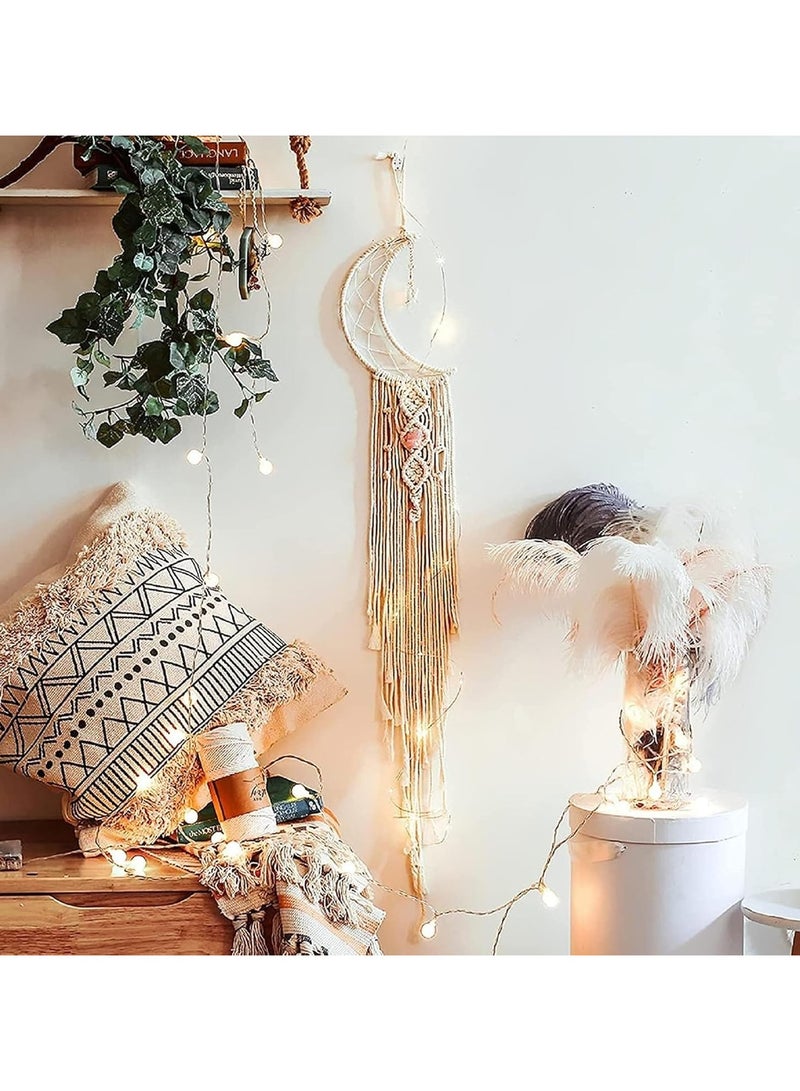 general Lace Hanging Dream Catcher Wall Decoration Star Moon Woven Tapestry Bohemian Chic Wall Art Decoration Bedroom Girl Living Room Dormitory Home Apartment Decoration Decoration Craft Gifts 2 Pieces - Image 3