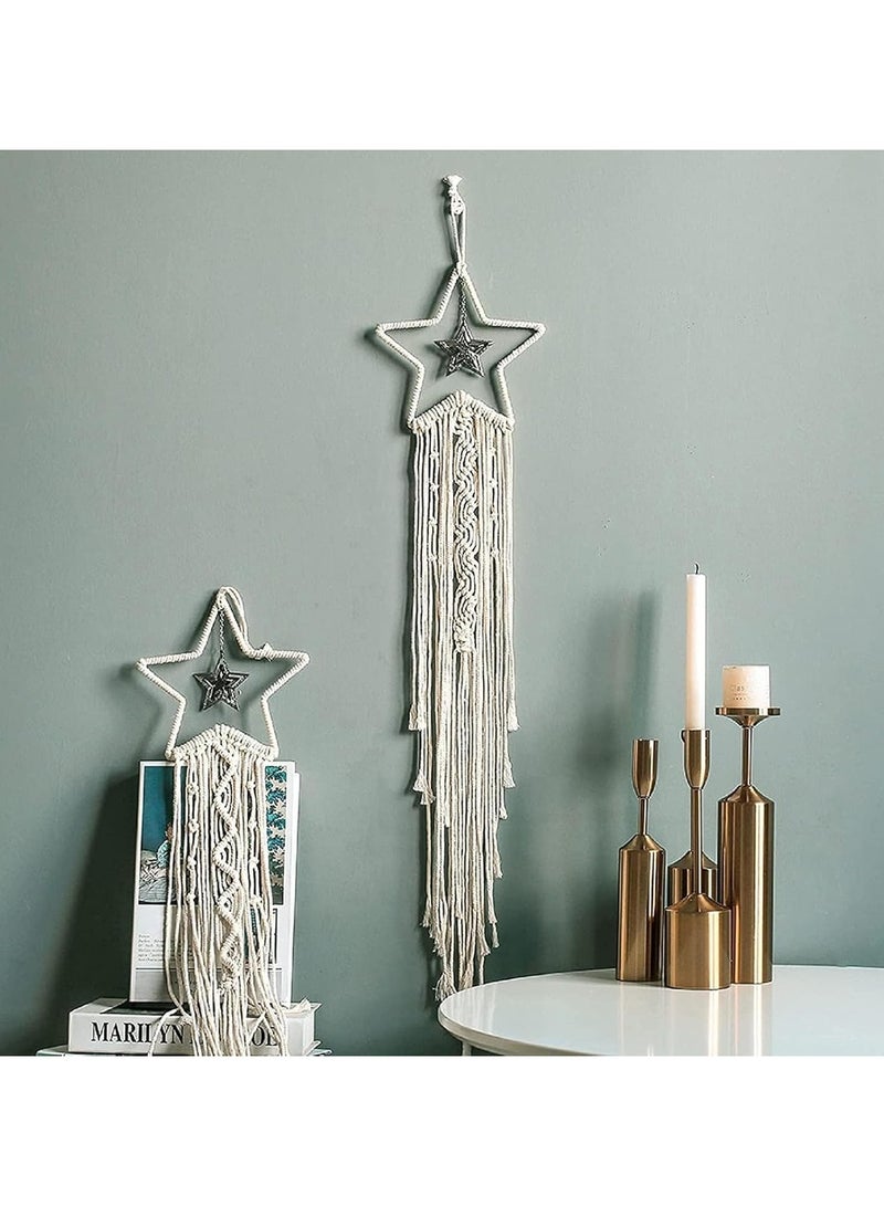 general Lace Hanging Dream Catcher Wall Decoration Star Moon Woven Tapestry Bohemian Chic Wall Art Decoration Bedroom Girl Living Room Dormitory Home Apartment Decoration Decoration Craft Gifts 2 Pieces - Image 4