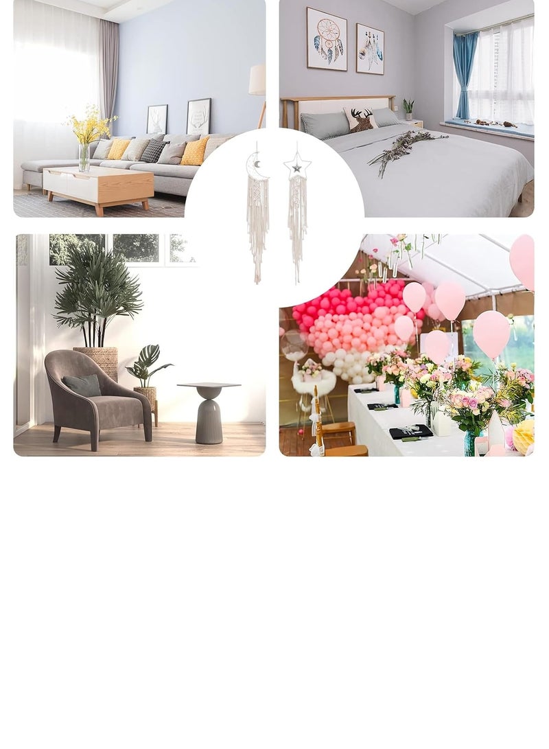 general Lace Hanging Dream Catcher Wall Decoration Star Moon Woven Tapestry Bohemian Chic Wall Art Decoration Bedroom Girl Living Room Dormitory Home Apartment Decoration Decoration Craft Gifts 2 Pieces - Image 5