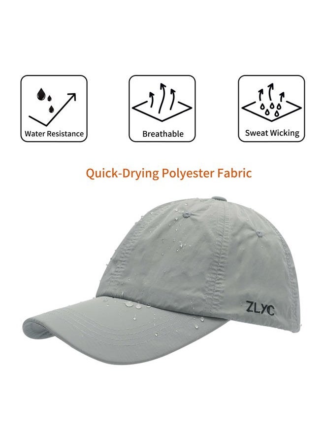 ZLYC Quick Dry Baseball Cap for Women Men Unstructured Sports Golf Tennis Hat (Solid Gray)  - Image 2