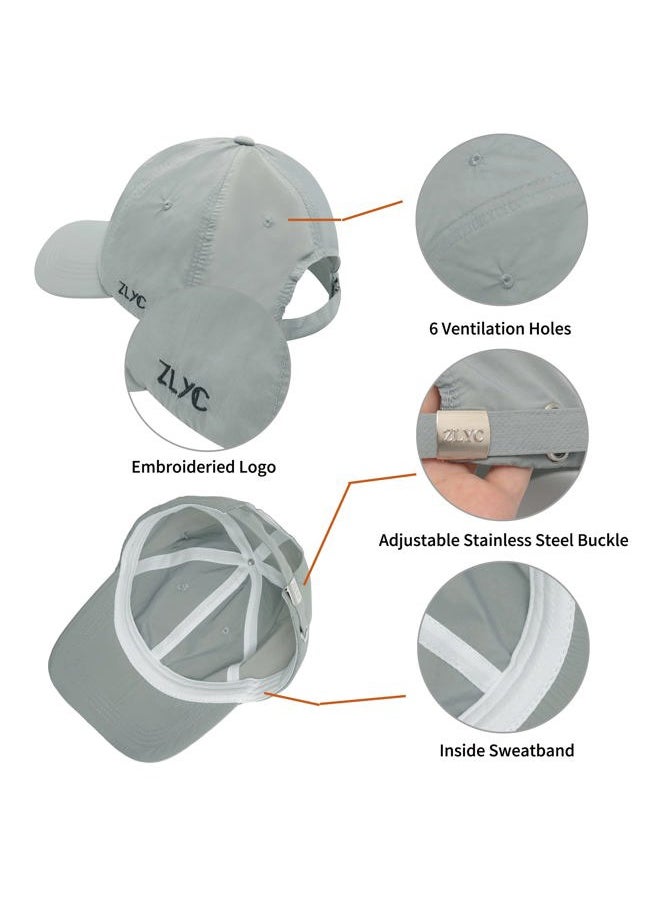 ZLYC Quick Dry Baseball Cap for Women Men Unstructured Sports Golf Tennis Hat (Solid Gray)  - Image 3