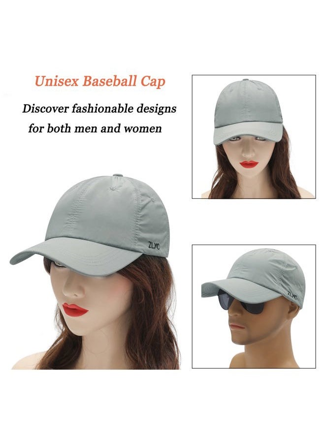 ZLYC Quick Dry Baseball Cap for Women Men Unstructured Sports Golf Tennis Hat (Solid Gray)  - Image 5