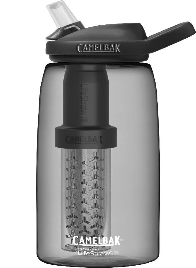 CAMELBAK Eddy+ Water Filter Water Bottle By Lifestraw Integrated 2-Stage Filter Straw - For Hiking, Backpacking, Travel, And Emergency Preparedness - 32 Oz Tritan Renew, Charcoal  - Image 1