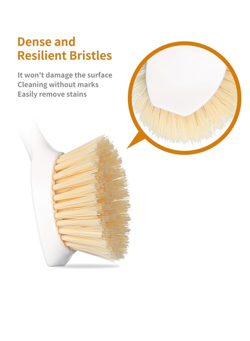 2 Pcs Kitchen Dish Brush, Bamboo Handle Dish Scrubber Built-in Scraper, Scrub Brushes for Pans, Pots, Kitchen Sink Cleaning, Dishwashing Perfect Cleaning Tools, White - Image 3