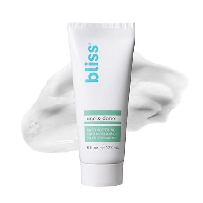 Bliss One & Done Daily Cream Facial Cleanser With Ceramides - Moisturizing Face Wash For Dry Skin - Cleanses & Removes Makeup in 1 Step- Clean, Vegan, Cruelty-Free, 6 Fl Oz - Image 1