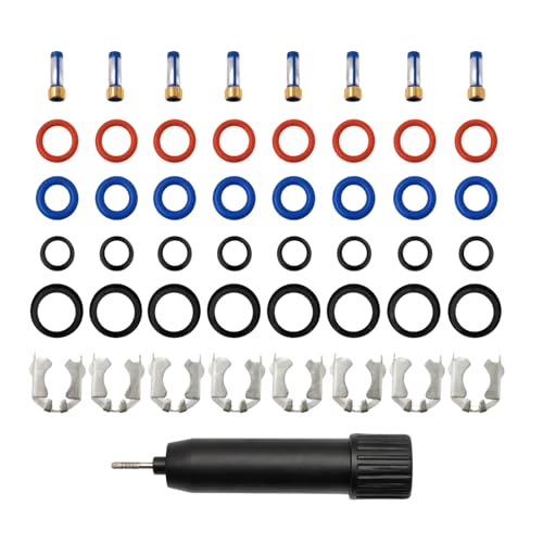 AUTO OCCASION 8Set Fuel Injector Repair Seal Kit Compatible with 99-07 GM Chevy Silverado 1500 GMC Sierra FJ887 4.8/5.3/6.0L 17113553 25317628 12580681 micro filters buckle O-ring Cap - Image 1