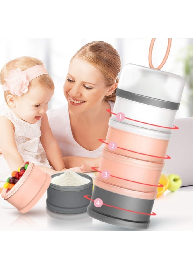 موزع تركيبة، موزع مسحوق حليب الأطفال المحمول غير القابل للانسكاب، حاوية تخزين الوجبات الخفيفة، خالٍ من مادة BPA، 4 وجبات (وردي) - Image 5