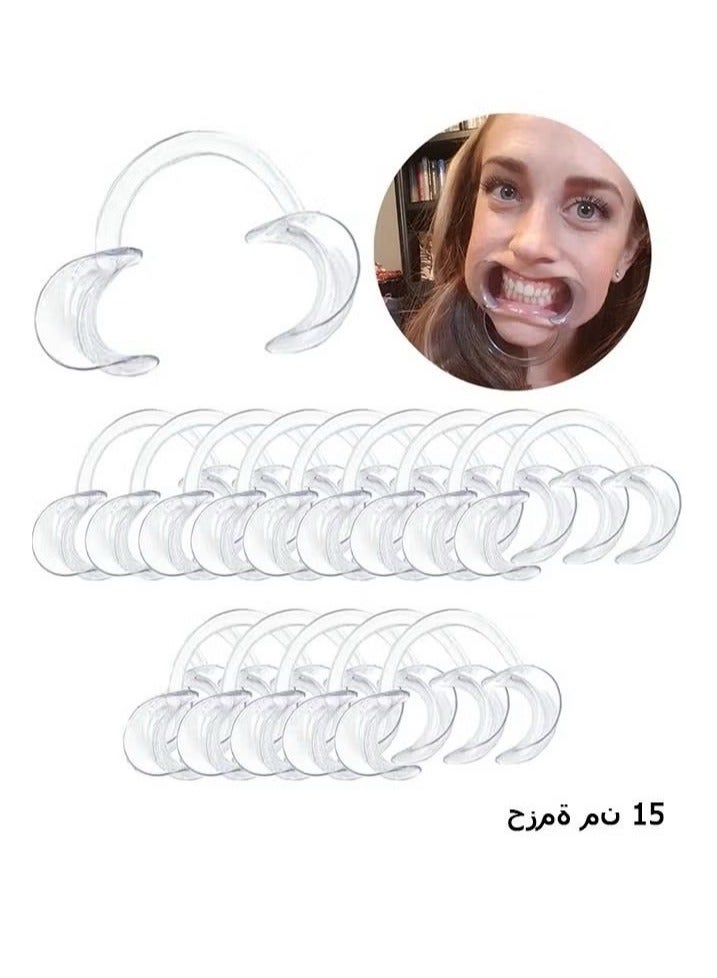 Generic 15-Pack Dental Cheek Retractor, Professional Autoclavable Mouth Opener Retractors, for Dentist, Teeth Whitening, Party, Mouthguard Challenge Game - Size M, Clear  - Image 1