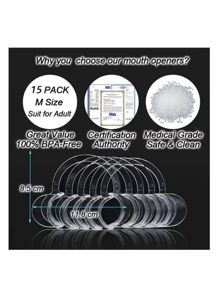 Generic 15-Pack Dental Cheek Retractor, Professional Autoclavable Mouth Opener Retractors, for Dentist, Teeth Whitening, Party, Mouthguard Challenge Game - Size M, Clear  - Image 4