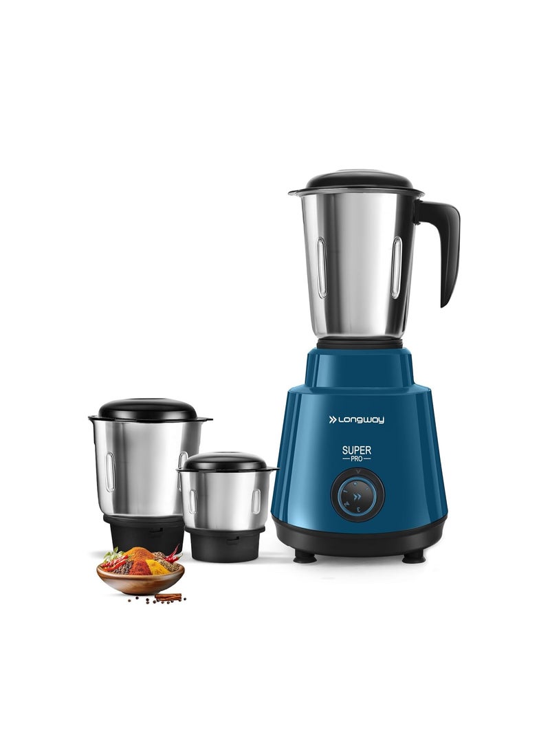 لونج واي Longway Super Pro Mixer Grinder | Up to 700 Watt Powerful Motor | 3 Jars for Grinding, Mixing, Juicing | 2 Year Warranty (Teal & Black, 3 Jars) - Image 1