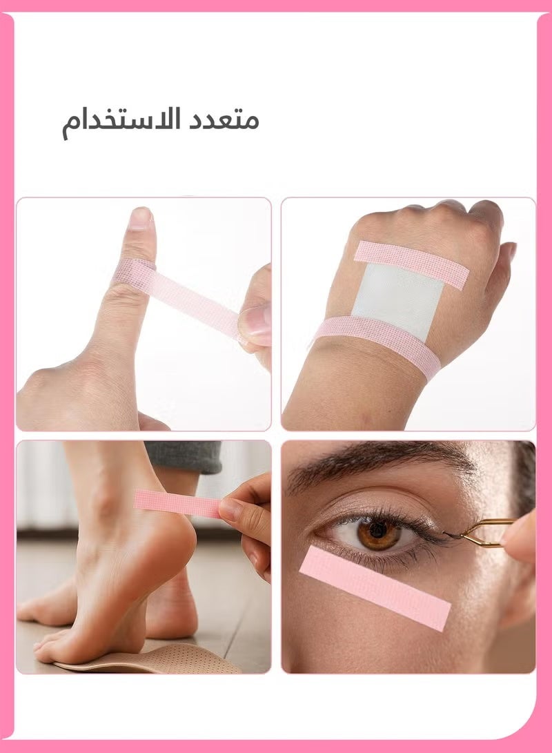 جيكومو 2 لفات شريط رمش لوصلات رمش ، شريط مكياج سيليكون ميكروبور مسامي ، شريط لاصق سهل المسيل للدموع لمختلف فناني البشرة والمكياج (وردي) - Image 4