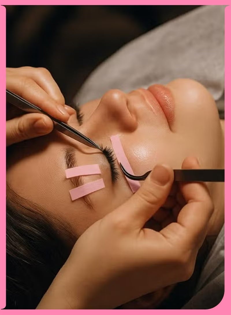 جيكومو 2 لفات شريط رمش لوصلات رمش ، شريط مكياج سيليكون ميكروبور مسامي ، شريط لاصق سهل المسيل للدموع لمختلف فناني البشرة والمكياج (وردي) - Image 5