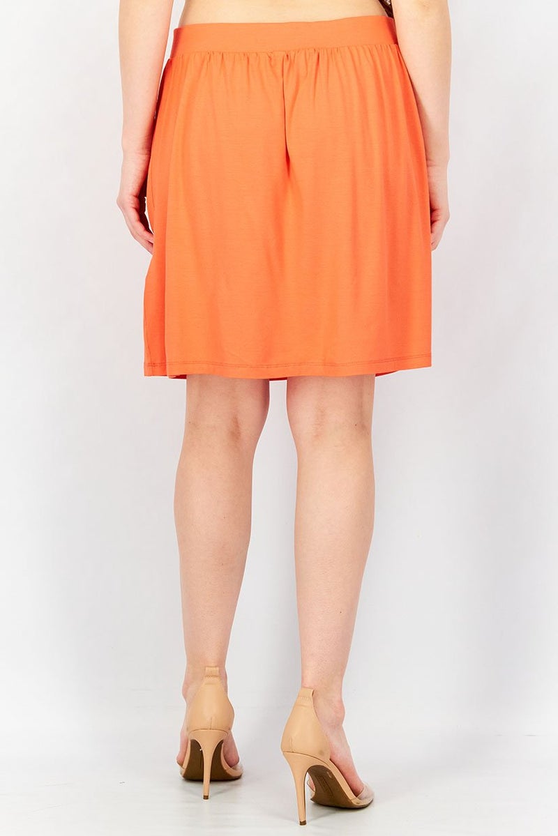 ESPRIT Women Solid Drawstring Midi Skirt, Orange - Image 2