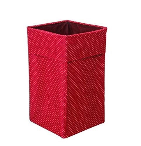 Multipurpose European Style Square/Rectangular Shape collapsible Foldable folding Open Laundry Bag laundry hamper laundry basket with 4 rods (1 Piece of Laundry bag) ( Material: Fabric, Size: 58 x 34 x 34 cm, Colour: RED Dotted Print) - Image 1