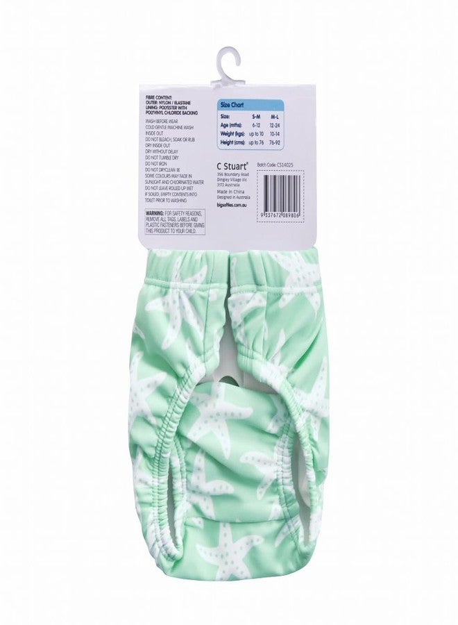 Big Softies Reusable Baby Swim Nappies-Small to Medium size-Green Starfish|Leak Proof & Adjustable|Comfortable & Lightweight|Perfect for Pool or Beach Days|Ideal for babies of 6-12 months - Image 1