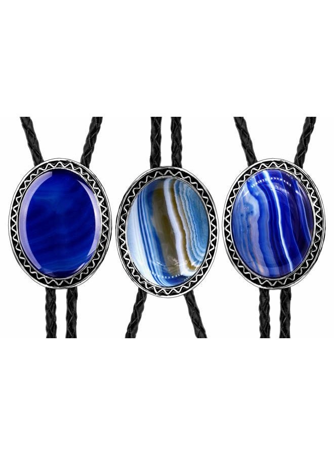 Moranse Bolo Tie with Natural Tiger Eye Stone Celtic Style Genuine and Cowhide Rope, Tiger Eyes 4 Style, M - Image 3