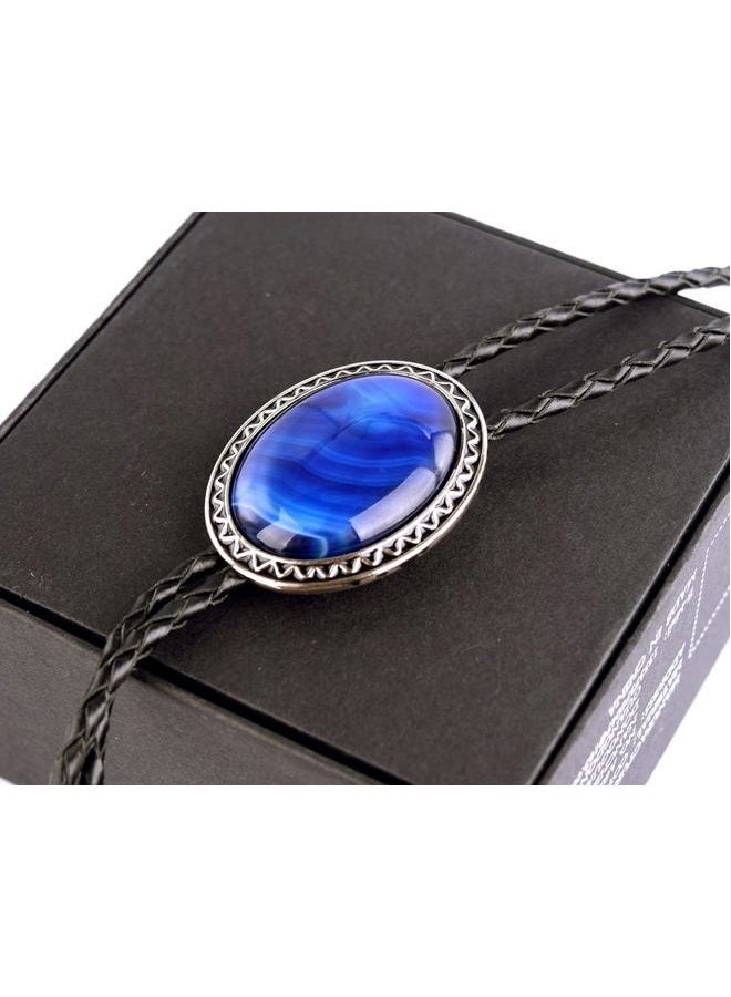 Moranse Bolo Tie with Natural Tiger Eye Stone Celtic Style Genuine and Cowhide Rope, Tiger Eyes 4 Style, M - Image 5