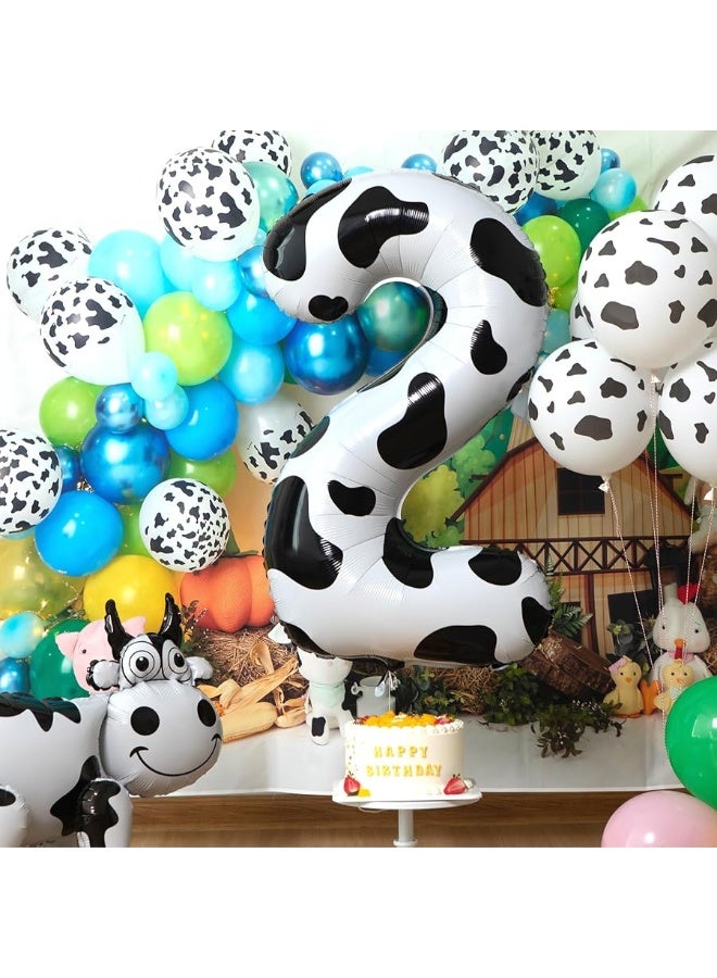 CHANGZHONG Cow Print Balloon Birthday Decorations Supplies,40 inch Number 1 Balloon | Cowgirl Theme Number Balloons for 1st Birthday Party | Farm Barn Decor for kids - Image 4