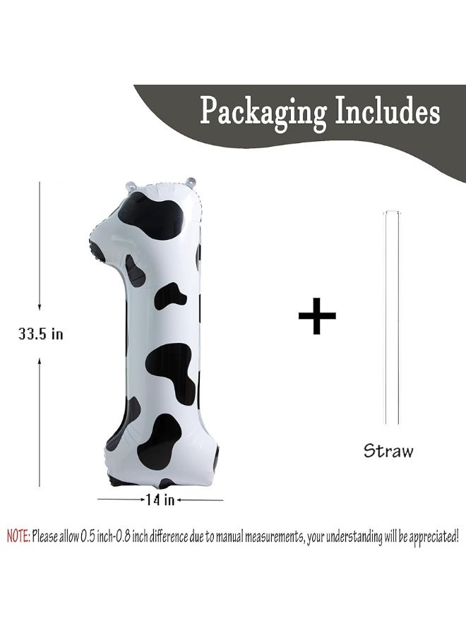 CHANGZHONG Cow Print Balloon Birthday Decorations Supplies,40 inch Number 1 Balloon | Cowgirl Theme Number Balloons for 1st Birthday Party | Farm Barn Decor for kids - Image 3