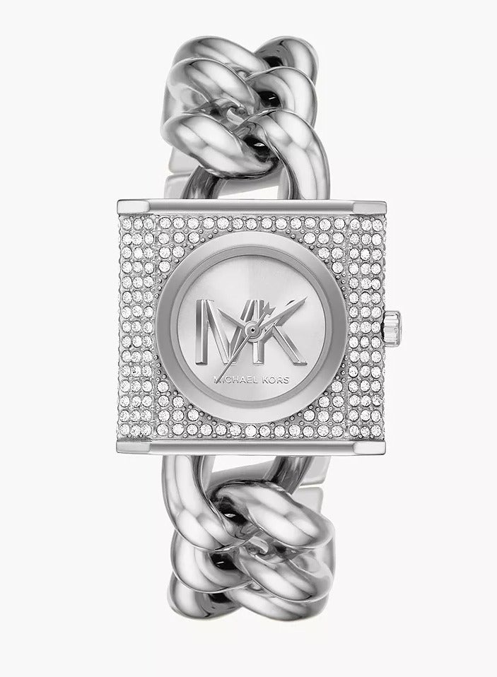 Mk Chain Lock Silver Stainless Steel Women's Watch-4718 - Image 1