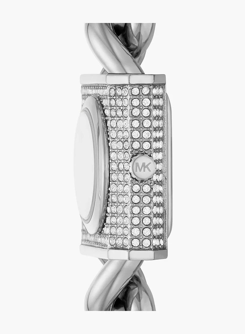 Mk Chain Lock Silver Stainless Steel Women's Watch-4718 - Image 3
