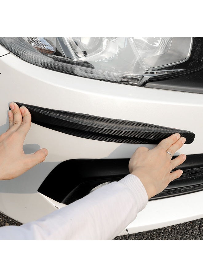 Car Front and Rear Bumper Anti-Collision Strips, Carbon Fiber Patterned Protective Strips, Scratch Resistant Rubber Body Stickers 4pcs - Image 1