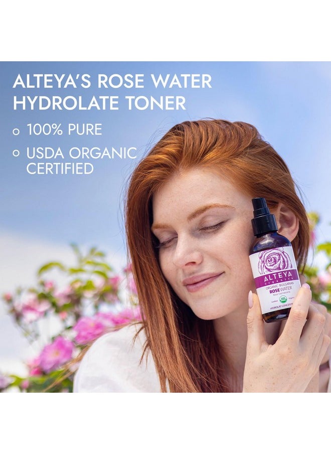 ألتيا أورجانيكس تونر للوجه بماء الورد من Alteya Organics، معتمد من وزارة الزراعة الأمريكية، 240 مل/8 أونصة سائلة من ماء زهرة الورد الدمشقي البلغاري النقي، مرطب حائز على جوائز، زجاجة رذاذ زجاجية كهرمانية  - Image 4