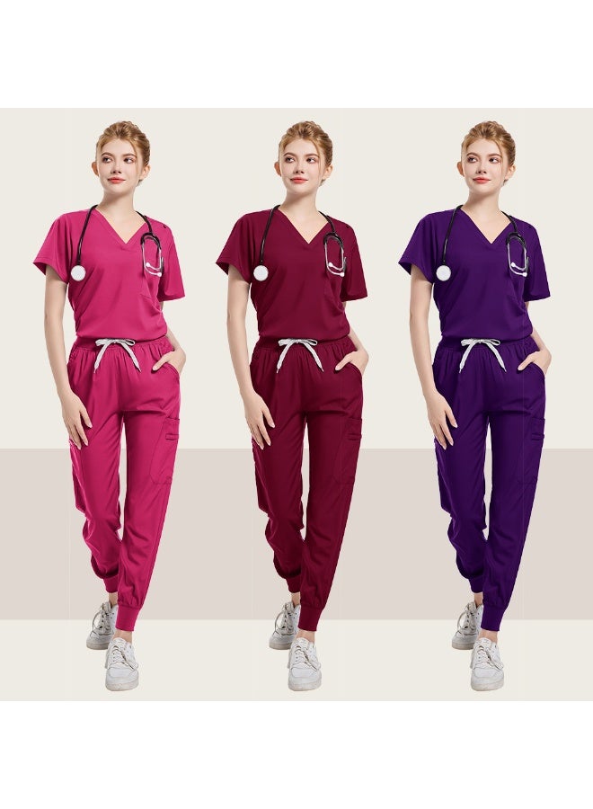Loquat Womens Medical Scrubs Set Medical Uniform Set Royal Blue - Image 3