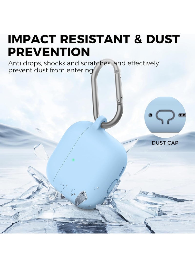 Generic - Silicone Case For AirPods 4 (2024), Anti-Shock, Anti-Drop, Anti-Dust, Visible LED Light, Protective Cover with Keychain Compatible With AirPods 4th Generation 2024 (Sky Blue) - Image 1