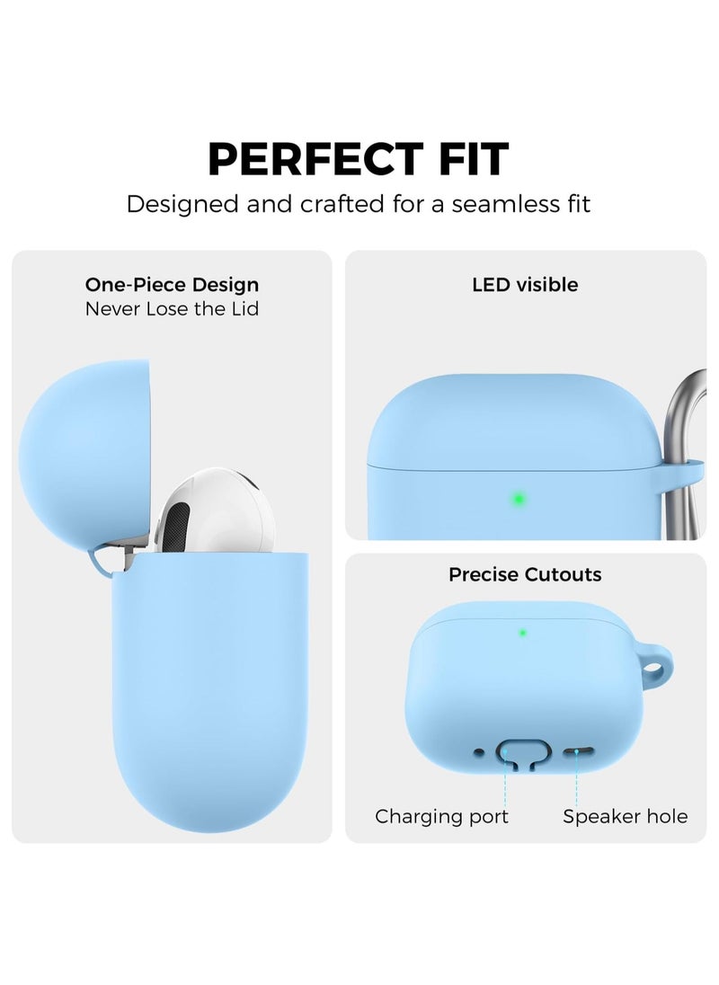 Generic - Silicone Case For AirPods 4 (2024), Anti-Shock, Anti-Drop, Anti-Dust, Visible LED Light, Protective Cover with Keychain Compatible With AirPods 4th Generation 2024 (Sky Blue) - Image 1