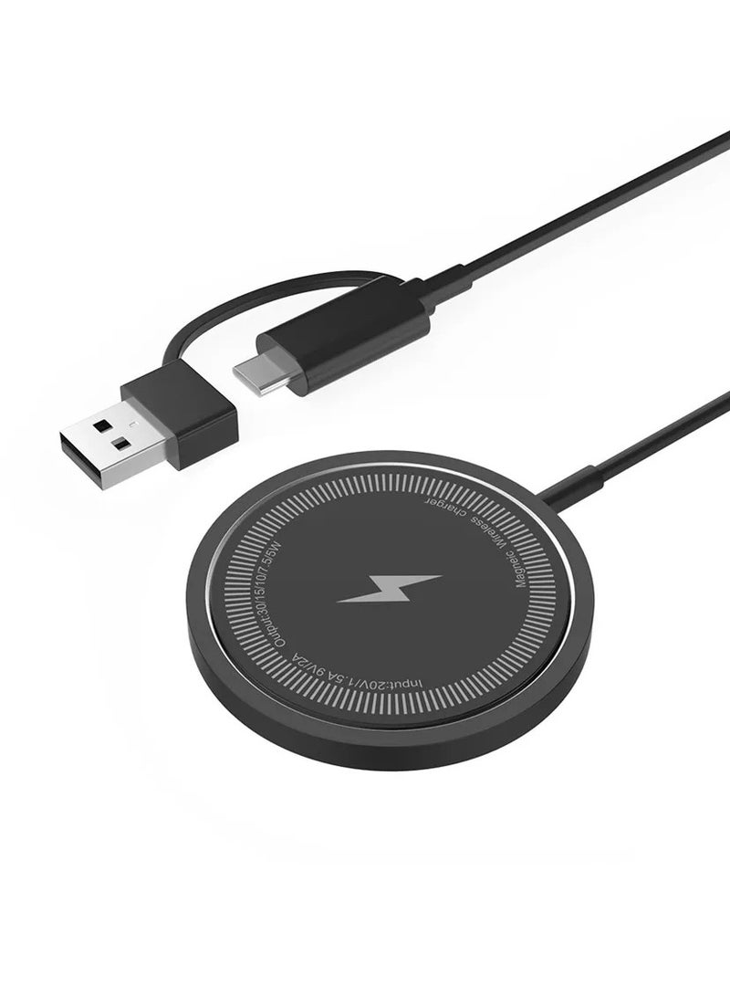 AROAQ Magnetic Wireless Phone Charger, Portable Fast Charging Magnetic Charging Pad, Compact And Lightweight Cordless Charging Mat, Safe And Reliable Charging Station, (Pack Of 2pcs, USB A And Type C) - Image 1