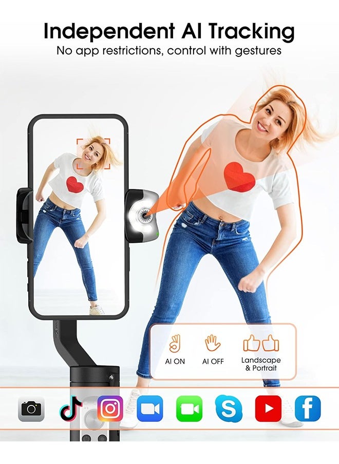 hohem hohem iSteady V2S  Gimbal Stabilizer for Smartphone, 3-Axis Phone Gimbal w/Independent AI Tracking Sensor & Fill Light, Foldable Gimbal Vlogging Stabilizer for iPhone Android YouTube TikTok Live Video  - Image 2
