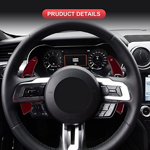 SK CUSTOM Steering Wheel Accessories Shift Paddle Shifter Extension Red Carbon Fiber Trim Cover compatible with FORD MUSTANG 2015 2016 2017 2018 2019 2020 2021 - Image 3