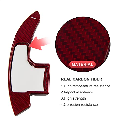 SK CUSTOM Steering Wheel Accessories Shift Paddle Shifter Extension Red Carbon Fiber Trim Cover compatible with FORD MUSTANG 2015 2016 2017 2018 2019 2020 2021 - Image 5