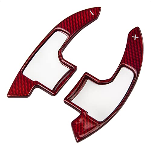 SK CUSTOM Steering Wheel Accessories Shift Paddle Shifter Extension Red Carbon Fiber Trim Cover compatible with FORD MUSTANG 2015 2016 2017 2018 2019 2020 2021 - Image 1