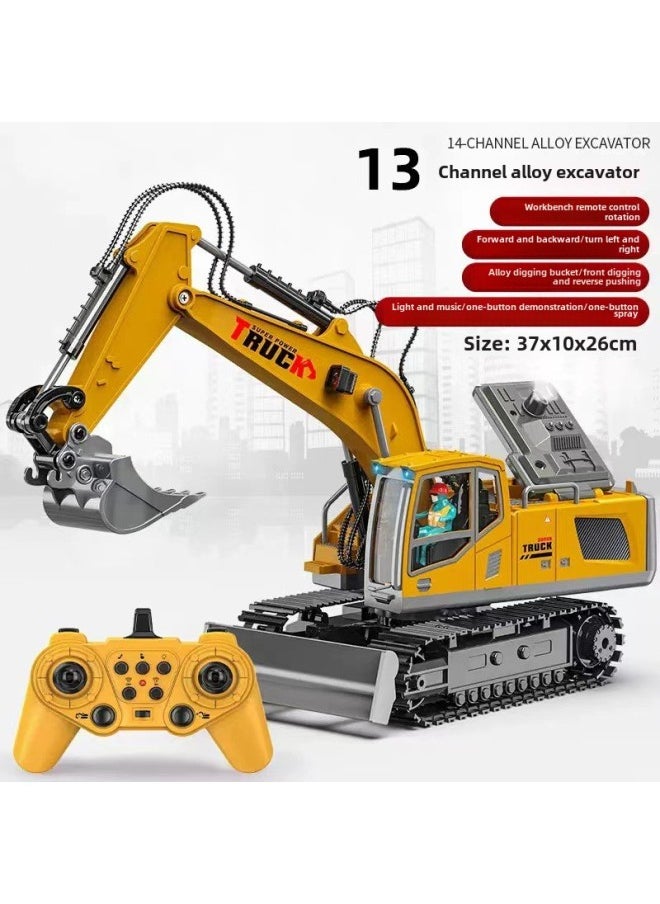 Generic Wen Zhuangyuan 15-way Excavator Alloy Children's Remote Control Excavator High-end Electric Excavator Engineering Toys Cross-border-Color:Thirteen Directions [large Orange]-Scale:1 Piece Of Body Battery  - Image 1